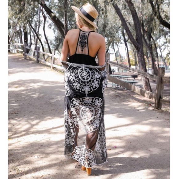 Last 1 S ! New Tattoo Boho Ruffle Trim Slip Dress - Picture 6 of 9